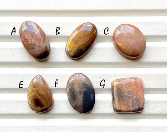 Golden Sheen Moonstone Cabochon Loose Gemstone For Jewelry Making, AAA+ Natural Golden Sheen Moonstone For Wire Wrap - 28962-28967