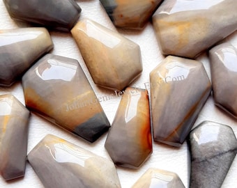 IMPERIAL JASPER Coffin Shape Cabochon With Flat Back Wholesale Lot By Weight With Different Sizes Used For Jewelry Making And Wire Wrap