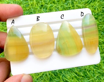 RARE MANGO Fluorite Cabochon Loose Gemstone For Handmade Jewelry, AAA+ Natural Mango Fluorite Cabochon For Wire Wrap - 35023-35026