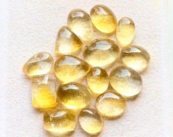 New Golden Citrine Small Cabochon Loose Gemstone 15 Pieces Lot For Jewelry Making | Size : 11-8 MM | AAA+ Natural Citrine Cabochon - 29969