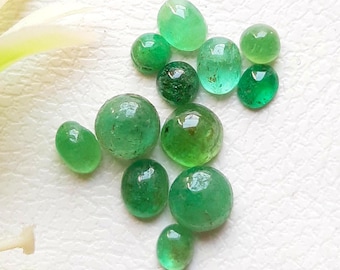100% Natural EMERALD Cabochon Loose Gemstone 15 Pieces Lot | Size : 5-2 MM | Natural Columbian Emerald Cabochon For Jewelry Making  - 19198
