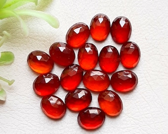 Hessonite Garnet Rosecut 6X8 MM Oval Flat Back Gemstone 15 Pieces Lot, AAA+ Natural Hessonite Garnet Gemstone For Jewelry Making