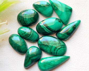 Rare FOREST MALACHITE Cabochon Loose Gemstone For Jewelry Making | Size 20-13 MM | Natural Malachite Cabochon Small Size Lot - 21610