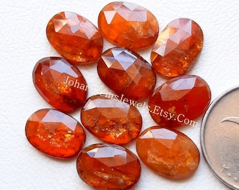 Natural Orange Kyanite 10x14mm Oval Rosecut - Top Quality Rose Cut Flat Back Gemstone 10 Pieces Lot For Jewelry Making, Pendant, Ring
