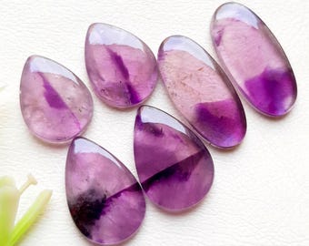 New Trapiche Amethyst 3 Pairs Cabochon Loose Gemstone | Size : 27-18 MM | AAA+ Trapiche Amethyst Pair Cabochon For Handmade Jewelry - 18908