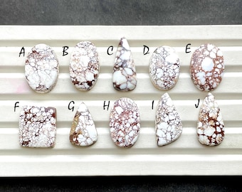 White Magnesite Wild Horse Jasper Cabochon Loose Gemstone, AAA+ Natural Wild Horse Gemstone For Handmade Jewelry And Wire Wrap - 34419-34428