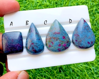 Ruby Kyanite Cabochon Loose Gemstone For Jewelry Making, AAA+ Natural Ruby Kyanite For Handmade Jewelry and Wire Wrap - 34904-34907