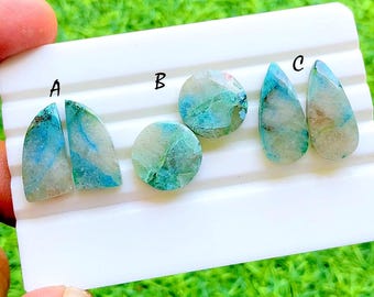 NEW Shattuckite Pair Cabochon Loose Gemstone For Jewelry Making, AAA+ Natural Shattuckite Matching Pair Cabochon For Earrings - 40101-40103