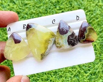 Lemon Glow Prehnite Cabochon For Wire Wrap, Natural Translucent Green Stones, Freeform Loose Gemstones For Jewelry Making - 37407-37410