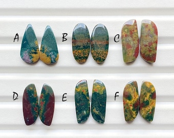 Bloodstone Matching Pairs Cabochon Loose Gemstone For Jewelry Making, AAA+ Natural Bloodstone Gemstone Pair For Earrings - 26942-26947