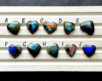 Labradorite Heart Shape Cabochon Loose Gemstone For Jewelry Making, AAA+ Natural Multi Blue Labradorite Cabochon For Wire Wrap - 33967-33976