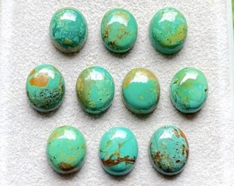 Kingman Turquoise 9x11 MM Calibrated Oval Shape Gemstone 10 Pieces Lot, AAA+ Natural Kingman Turquoise With Flat Back For Handmade Jewelry