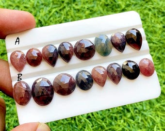 Natural Wonder Sapphire Rosecut Gemstone Lot, Multicolor Rose Cut Sapphire Gemstones, Loose Sapphire Stones For Jewelry Making - 36494-36495