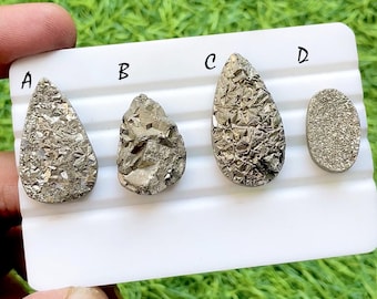 NEW Pyrite Druzy Cabochon Loose Gemstone For Jewelry Making, AAA+ Natural Pyrite Druzy For Handmade Jewelry And Wire Wrap - 34534-34537