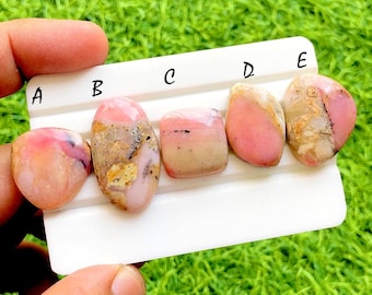 Strawberry Pink Opal Cabochon Loose Gemstone For Handmade Jewelry, AAA+ Natural Pink Opal For Jewelry Making And Wire Wrap - 36368-36372