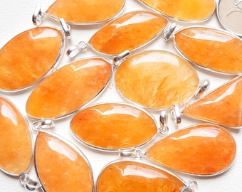 Yellow Aventurine Gemstone Pendants, 925 Silver Plated Pendant Necklace With Different Size And Shape, Wholesale Lot, Handmade Pendant