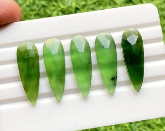New Serpentine 10X30 MM Rose Cut Pear Shape Gemstone With Flat Back 6 Pieces Lot Used For Jewelry Making