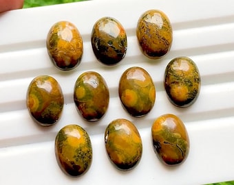 Ocean Jasper 10X14 MM Oval Shape Smooth Cabochon Loose Gemstone 10 Pieces Lot For Handmade Jewelry