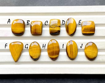 Tiger Eye Cabochon Loose Gemstone For Jewelry Making, AAA+ Natural Tiger's Eye For Handmade Jewelry & Wire Wrap - 33364-33375