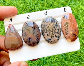 Desert Landscape Collection Dendritic Agate Cabochon For Wire Wrap, Natural Honey Dendritic Agate Gemstones For Jewelry Making -35716-35719