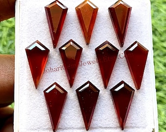 Top Hessonite Garnet Kite Shape Step Cut With Flat Back 5 Pieces Gemstone Lot | Size : 10X20 MM | Hessonite Garnet For Handmade Jewelry