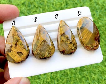 Golden Veil Neelite Dendritic Cabochon Losse Gemstone For Jewelry Making, Natural Golden Brown Neelite Designer Cabochons - 35398-35401