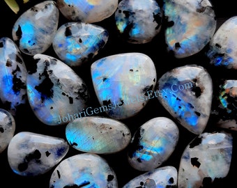 Rainbow Moonstone With Black Tourmaline Wholesale Lot By Weight With Different Shapes And Sizes Used For Jewelry Making