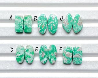 NEW Variscite Pair Cabochon Loose Gemstone For Jewelry Making, AAA+ Natural Variscite Gemstone Matching Pair For Earrings - 26036-26041