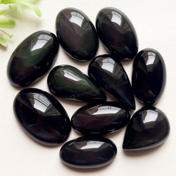 RAINBOW OBSIDIAN Cabochon Wholesale Lot By Weight With Different Shapes And Sizes Used For Jewelry Making And Wire Wrapping