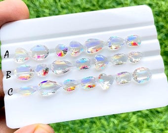 Aurora Opal Faceted Fancy Shape With Pointed Back Gemstone Lot For Jewelry Making, AAA+ Aurora Opal Lot For Handmade Jewelry - 27318-27320