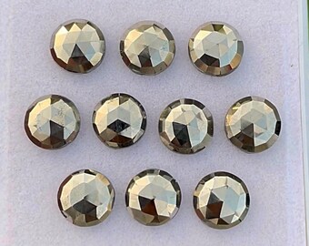 Golden Pyrite Rose Cut Round Flat Back Gemstone 10 Pieces Lot | Size : 10 MM | AAA+ Natural Golden Pyrite Gemstone For Jewelry Making