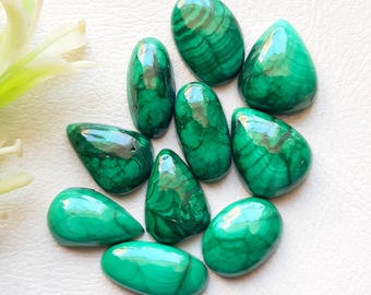 Rare FOREST MALACHITE Cabochon Loose Gemstone For Jewelry Making | Size 16-13 MM | Natural Malachite Cabochon Small Size Lot - 21607