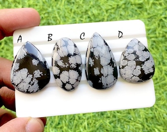 Midnight Snowfall Obsidian Cabochon Loose Gemstone For Jewelry Making, AAA+ Black & White Natural Stone For Wire Wrap - 35176-35179