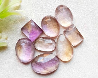 Ametrine Rose Cut Slice With Flat Back Gemstone 8 Pieces Lot | Size : 16-13 MM | AAA+ Natural Ametrine Used For Jewelry Making - 19766
