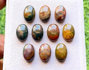 Bloodstone 9X12 MM Oval Smooth Cabochon Gemstone 10 Pieces Lot For Jewelry Making, AAA+ Natural Bloodstone Gemstone With Flat Back Lot