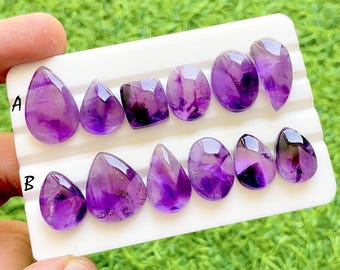 Flawless Trapiche Amethyst Star Cabochon Loose Gemstone 8 Pieces Lot For Handmade Jewelry - Selected Amethyt Lot For Jewelry - 38069-38070