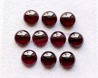 Garnet Calibrated 8 MM Round Shape Cabochon With Flat Back 10 Pieces Gemstone Lot, AAA+ Natural Garnet Used For Jewelry Making