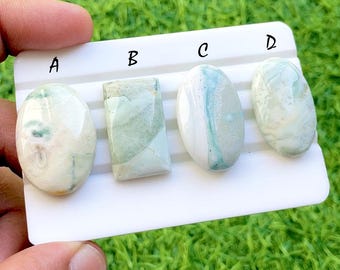 Emerald Vein Opal Cabochon Losse Gemstone For Jewelry Making, AAA+ Natural Green Lining Opal Scenic Cabochons For Wire Wrap - 35418-35421