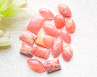 Rhodochrosite Cabochon Loose Gemstone 15 Pcs Lot For Jewelry Making | Size : 12-8 MM | AAA+ Natural Small Rhodochrosite For Jewelry - 19461