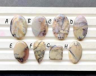 New Grey Dendritic Opal With Amethyst Cabochon Loose Gemstone For Jewelry Making, AAA+ Dendritic Opal For Handmade Jewelry - 30424-30431