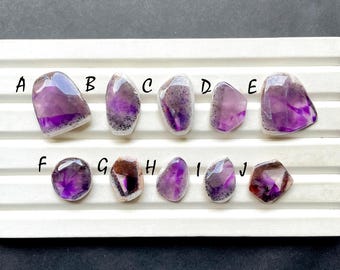 Trapiche Amethyst Slice Cabochon Loose Gemstone, AAA+ Natural Trapiche Amethyst Slice Gemstone Cabochon For Wire Wrap - 30098-30107