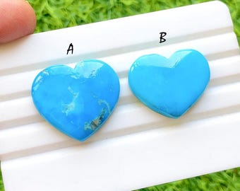 Sleeping Sky Turquoise Heart Cabochon For Wire Wrap, Natural Blue Turquoise Heart, Heart Shape Turquoise For Jewelry Making - 36586-36587