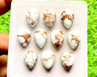 Wild Horse Jasper 10x14 MM Pear Shape Smooth Calibrated Cabochon With Flat Back Loose Gemstone 10 Pieces Lot For Jewelry Making