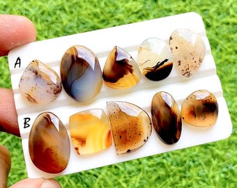 NEW Yellowstone River Montana Agate 5 Pieces Cabochon Lot For Jewelry Making, AAA+ Montana Agate Cabochon For Handmade Jewelry - 37741-37742