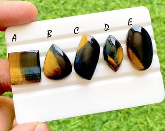 Bio Colour Tiger Eye Cabochon Loose Gemstone For Jewelry Making, AAA+ Natural Tiger's Eye For Handmade Jewelry & Wire Wrap - 38103-38107