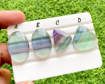 Beautiful Purple Fluorite With Multi Color Cabochon Gemstone For Handmade Jewelry, AAA+ Natural Multi Fluorite For Wire Wrap - 37041-37044