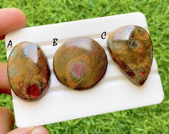 Mystic Forest Ruby In Fuchsite Cabochon For Wire Wrap, Natural Ruby Crystal In Green Matrix, Designer Gemstone For Jewelry - 37509-37511