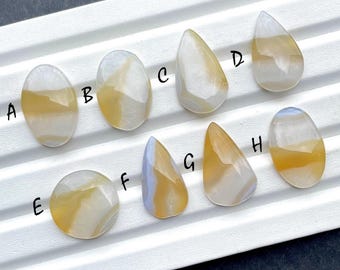 RARE Bio Blue Lace Agate With Yellow Cabochon Gemstone For Jewelry Making, AAA+ Natural Bio Blue Lace Agate For Wire Wrap - 26563-26570