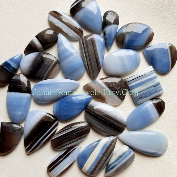 Natural Owyhee Blue Opal Cabochon, Wholesale Lot Owyhee Blue Opal Cabochon By Weight With Different Shapes And Sizes Used For Jewelry Making