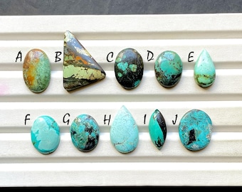Natural Tibetan Turquoise Cabochon Loose Gemstone For Jewelry Making, AAA+ Tibetan Turquoise For Handmade Jewelry & Wire Wrap - 31551-31560
